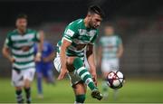 12 August 2021; Danny Mandroiu of Shamrock Rovers during the UEFA Europa Conference League Third Qualifying Round Second Leg match between Teuta and Shamrock Rovers at Elbasan Arena in Elbasan, Albania. Photo by Florion Goga/Sportsfile
