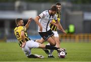 12 August 2021; Will Patching of Dundalk is tackled by Sondre Tronstad of Vitesse during the UEFA Europa Conference League third qualifying round second leg match between Dundalk and Vitesse at Tallaght Stadium in Dublin. Photo by Ben McShane/Sportsfile