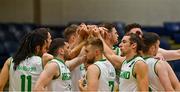 12 August 2021; Ireland players huddle before the FIBA Men’s European Championship for Small Countries day three match between Ireland and San Marino at National Basketball Arena in Tallaght, Dublin. Photo by Eóin Noonan/Sportsfile