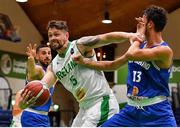 12 August 2021; Jason Killeen of Ireland in action against Tommaso Felici of San Marino during the FIBA Men’s European Championship for Small Countries day three match between Ireland and San Marino at National Basketball Arena in Tallaght, Dublin. Photo by Eóin Noonan/Sportsfile