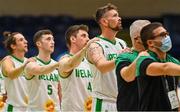 12 August 2021; Ireland players, including captain Jason Killeen, before the FIBA Men’s European Championship for Small Countries day three match between Ireland and San Marino at National Basketball Arena in Tallaght, Dublin. Photo by Eóin Noonan/Sportsfile