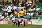 12 August 2021; Sonni Nattestad of Dundalk has a header on goal during the UEFA Europa Conference League third qualifying round second leg match between Dundalk and Vitesse at Tallaght Stadium in Dublin. Photo by Ben McShane/Sportsfile