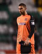 12 August 2021; A dejected Dundalk goalkeeper Alessio Abibi leaves the pitch after his side's defeat in the UEFA Europa Conference League third qualifying round second leg match between Dundalk and Vitesse at Tallaght Stadium in Dublin. Photo by Ben McShane/Sportsfile
