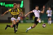 12 August 2021; Michael Duffy of Dundalk in action against Alois Oroz of Vitesse during the UEFA Europa Conference League third qualifying round second leg match between Dundalk and Vitesse at Tallaght Stadium in Dublin. Photo by Seb Daly/Sportsfile
