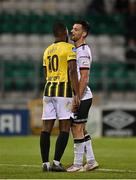 12 August 2021; Patrick Hoban of Dundalk and Reichedly Bazoer of Vitesse during the UEFA Europa Conference League third qualifying round second leg match between Dundalk and Vitesse at Tallaght Stadium in Dublin. Photo by Seb Daly/Sportsfile