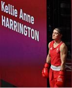 8 August 2021; Kellie Harrington of Ireland makes her way to the ring before her women's lightweight final bout at the Kokugikan Arena during the 2020 Tokyo Summer Olympic Games in Tokyo, Japan. Photo by Brendan Moran/Sportsfile