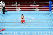 8 August 2021; Kellie Harrington of Ireland celebrates after defeating Beatriz Ferreira of Brazil in their women's lightweight final bout at the Kokugikan Arena during the 2020 Tokyo Summer Olympic Games in Tokyo, Japan. Photo by Brendan Moran/Sportsfile