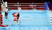 8 August 2021; Kellie Harrington of Ireland, left, and Beatriz Ferreira of Brazil during their women's lightweight final bout at the Kokugikan Arena during the 2020 Tokyo Summer Olympic Games in Tokyo, Japan. Photo by Brendan Moran/Sportsfile