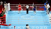 8 August 2021; Kellie Harrington of Ireland is declared the winner over Beatriz Ferreira of Brazil after their women's lightweight final bout at the Kokugikan Arena during the 2020 Tokyo Summer Olympic Games in Tokyo, Japan. Photo by Brendan Moran/Sportsfile