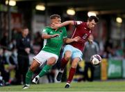 13 August 2021; Beineon O'Brien-Whitmarsh of Cork City in action against John Kavanagh of Cobh Ramblers during the SSE Airtricity League First Division match between Cork City and Cobh Ramblers at Turners Cross in Cork. Photo by Michael P Ryan/Sportsfile