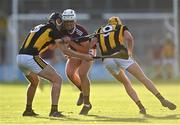 13 August 2021; Rory Burke of Galway is tackled by Ben Whitty, left, and Killian Doyle of Kilkenny during the Electric Ireland GAA All-Ireland hurling minor championship semi-final match between Kilkenny and Galway at Semple Stadium in Thurles, Tipperary. Photo by Piaras Ó Mídheach/Sportsfile