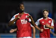 13 August 2021; Nahum Melvin-Lambert of St Patrick's Athletic celebrates after scoring his side's second goal during the SSE Airtricity League Premier Division match between St Patrick's Athletic and Waterford at Richmond Park in Dublin. Photo by Seb Daly/Sportsfile