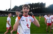 13 August 2021; Ronan Donnelly of Tyrone celebrates after the Electric Ireland Ulster GAA Football Minor Championship Final match between Donegal and Tyrone at Brewster Park in Enniskillen, Fermanagh. Photo by Ben McShane/Sportsfile