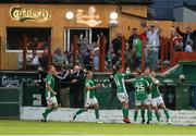 13 August 2021; Cian Murphy of Cork City, second from right, celebrates after scoring his side's third goal during the SSE Airtricity League First Division match between Cork City and Cobh Ramblers at Turners Cross in Cork. Photo by Michael P Ryan/Sportsfile