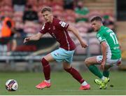 13 August 2021; Ian Turner of Cobh Ramblers in action against Darragh Crowley of Cork City during the SSE Airtricity League First Division match between Cork City and Cobh Ramblers at Turners Cross in Cork. Photo by Michael P Ryan/Sportsfile