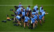 14 August 2021; Dublin players break away from their team photograph before the TG4 Ladies Football All-Ireland Championship semi-final match between Dublin and Mayo at Croke Park in Dublin. Photo by Stephen McCarthy/Sportsfile