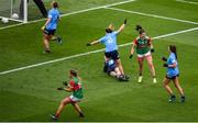 14 August 2021; Rachel Kearns of Mayo celebrates after scoring her side's second goal during the TG4 Ladies Football All-Ireland Championship semi-final match between Dublin and Mayo at Croke Park in Dublin. Photo by Stephen McCarthy/Sportsfile