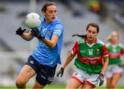 14 August 2021; Hannah Tyrrell of Dublin in action against Róisín Durkin of Mayo during the TG4 Ladies Football All-Ireland Championship semi-final match between Dublin and Mayo at Croke Park in Dublin. Photo by Ray McManus/Sportsfile