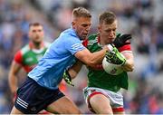 14 August 2021; Jonny Cooper of Dublin in action against Ryan O'Donoghue of Mayo during the GAA Football All-Ireland Senior Championship semi-final match between Dublin and Mayo at Croke Park in Dublin. Photo by Ramsey Cardy/Sportsfile