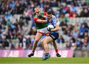14 August 2021; John Small of Dublin in action against Diarmuid O'Connor of Mayo during the GAA Football All-Ireland Senior Championship semi-final match between Dublin and Mayo at Croke Park in Dublin. Photo by Seb Daly/Sportsfile
