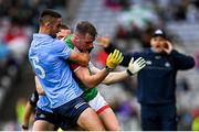 14 August 2021; Eoghan McLaughlin of Mayo in action against James McCarthy of Dublin during the GAA Football All-Ireland Senior Championship semi-final match between Dublin and Mayo at Croke Park in Dublin. Photo by Ramsey Cardy/Sportsfile
