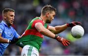 14 August 2021; Aidan O'Shea of Mayo has his jersey pulled by Jonny Cooper of Dublin during the GAA Football All-Ireland Senior Championship semi-final match between Dublin and Mayo at Croke Park in Dublin. Photo by Piaras Ó Mídheach/Sportsfile