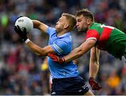 14 August 2021; Jonny Cooper of Dublin in action against Aidan O'Shea of Mayo during the GAA Football All-Ireland Senior Championship semi-final match between Dublin and Mayo at Croke Park in Dublin. Photo by Seb Daly/Sportsfile