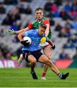 14 August 2021; Jonny Cooper of Dublin in action against Eoghan McLaughlin of Mayo during the GAA Football All-Ireland Senior Championship semi-final match between Dublin and Mayo at Croke Park in Dublin. Photo by Ray McManus/Sportsfile