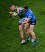 14 August 2021; John Small of Dublin collides with Eoghan McLaughlin of Mayo during the GAA Football All-Ireland Senior Championship semi-final match between Dublin and Mayo at Croke Park in Dublin. Photo by Stephen McCarthy/Sportsfile