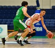 14 August 2021; Thomas Yome of Gibraltar in action against Ciaran Roe of Ireland during the FIBA Men’s European Championship for Small Countries day four match between Gibraltar and Ireland at National Basketball Arena in Tallaght, Dublin. Photo by Eóin Noonan/Sportsfile