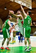 14 August 2021; Miguel Ortega of Gibraltar in action against Christopher Fulton of Ireland during the FIBA Men’s European Championship for Small Countries day four match between Gibraltar and Ireland at National Basketball Arena in Tallaght, Dublin. Photo by Eóin Noonan/Sportsfile