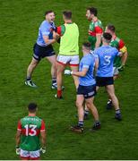 14 August 2021; Philip McMahon of Dublin and Aidan O'Shea of Mayo during the GAA Football All-Ireland Senior Championship semi-final match between Dublin and Mayo at Croke Park in Dublin. Photo by Stephen McCarthy/Sportsfile