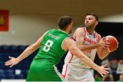 14 August 2021; Miguel Ortega of Gibraltar in action against Kyle Hosford of Ireland during the FIBA Men’s European Championship for Small Countries day four match between Gibraltar and Ireland at National Basketball Arena in Tallaght, Dublin. Photo by Eóin Noonan/Sportsfile