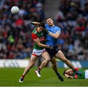 14 August 2021; John Small of Dublin in action against Lee Keegan of Mayo during the GAA Football All-Ireland Senior Championship semi-final match between Dublin and Mayo at Croke Park in Dublin. Photo by Ramsey Cardy/Sportsfile