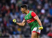 14 August 2021; Tommy Conroy of Mayo celebrates after kicking a point during the GAA Football All-Ireland Senior Championship semi-final match between Dublin and Mayo at Croke Park in Dublin. Photo by Seb Daly/Sportsfile