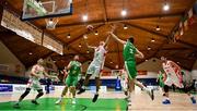 14 August 2021; Eoin Quigley of Ireland in action against Sam Buxton of Gibraltar during the FIBA Men’s European Championship for Small Countries day four match between Gibraltar and Ireland at National Basketball Arena in Tallaght, Dublin. Photo by Eóin Noonan/Sportsfile