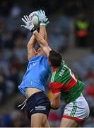 14 August 2021; Brian Howard of Dublin in action against Stephen Coen of Mayo during the GAA Football All-Ireland Senior Championship semi-final match between Dublin and Mayo at Croke Park in Dublin. Photo by Seb Daly/Sportsfile