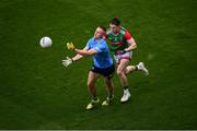 14 August 2021; Paddy Small of Dublin in action against Patrick Durcan of Mayo during the GAA Football All-Ireland Senior Championship semi-final match between Dublin and Mayo at Croke Park in Dublin. Photo by Stephen McCarthy/Sportsfile