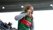 14 August 2021; A Mayo supporter celebrates a score during the GAA Football All-Ireland Senior Championship semi-final match between Dublin and Mayo at Croke Park in Dublin. Photo by Stephen McCarthy/Sportsfile