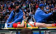 14 August 2021; Eoghan McLaughlin of Mayo leaves the pitch on a stretcher during the GAA Football All-Ireland Senior Championship semi-final match between Dublin and Mayo at Croke Park in Dublin. Photo by Ramsey Cardy/Sportsfile