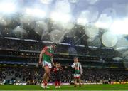 14 August 2021; Brendan Harrison of Mayo with his children Fiadh and Fionn following the GAA Football All-Ireland Senior Championship semi-final match between Dublin and Mayo at Croke Park in Dublin. Photo by Ramsey Cardy/Sportsfile