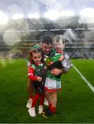 14 August 2021; Brendan Harrison of Mayo with his children Fiadh and Fionn following the GAA Football All-Ireland Senior Championship semi-final match between Dublin and Mayo at Croke Park in Dublin. Photo by Ramsey Cardy/Sportsfile