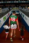 14 August 2021; Brendan Harrison of Mayo with his children Fiadh and Fionn following the GAA Football All-Ireland Senior Championship semi-final match between Dublin and Mayo at Croke Park in Dublin. Photo by Ramsey Cardy/Sportsfile