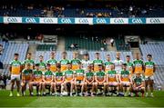 15 August 2021; The Offaly squad before the 2021 Eirgrid GAA Football All-Ireland U20 Championship Final match between Roscommon and Offaly at Croke Park in Dublin. Photo by Stephen McCarthy/Sportsfile