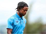 15 August 2021; Jordan Adeyemo of Drogheda United before the SSE Airtricity League Premier Division match between Drogheda United and Shamrock Rovers at Head in the Game Park in Drogheda, Louth. Photo by Michael P Ryan/Sportsfile