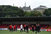 15 August 2021; Dundalk players inspect the pitch before the SSE Airtricity League Premier Division match between Derry City and Dundalk at Ryan McBride Brandywell Stadium in Derry. Photo by Ben McShane/Sportsfile