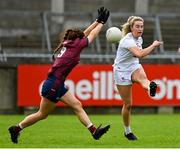 15 August 2021; Gillian Wheeler of Kildare in action against Tracey Dillon of Westmeath during the TG4 All-Ireland Senior Ladies Football Championship Semi-Final match between Kildare and Westmeath at Parnell Park in Dublin. Photo by Brendan Moran/Sportsfile