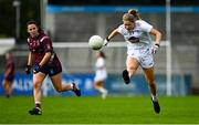 15 August 2021; Nanci Murphy of Kildare in action against Niamh Spellman of Westmeath during the TG4 All-Ireland Senior Ladies Football Championship Semi-Final match between Kildare and Westmeath at Parnell Park in Dublin. Photo by Brendan Moran/Sportsfile