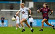 15 August 2021; Erica Burke of Kildare in action against Vicky Carr of Westmeath during the TG4 All-Ireland Senior Ladies Football Championship Semi-Final match between Kildare and Westmeath at Parnell Park in Dublin. Photo by Brendan Moran/Sportsfile