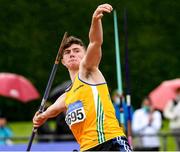14 August 2021; Oisin Joyce of Lake District AC, Mayo, competes in the under-17 boys Javelin during day six of the Irish Life Health National Juvenile Track & Field Championships at Tullamore Harriers Stadium in Tullamore, Offaly. Photo by Matt Browne/Sportsfile